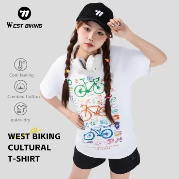 WEST BIKING Cultural Short Sleeve Summer Casual Family T-Shirt Breathable Moisture-Wicking Road Cycling T-Shirt for Adult