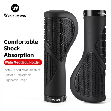 WEST BIKING TPE  Impact Mitigation Bicycle Handlebar Grip for MTB Mountain Bike Soft Bicycle Grips