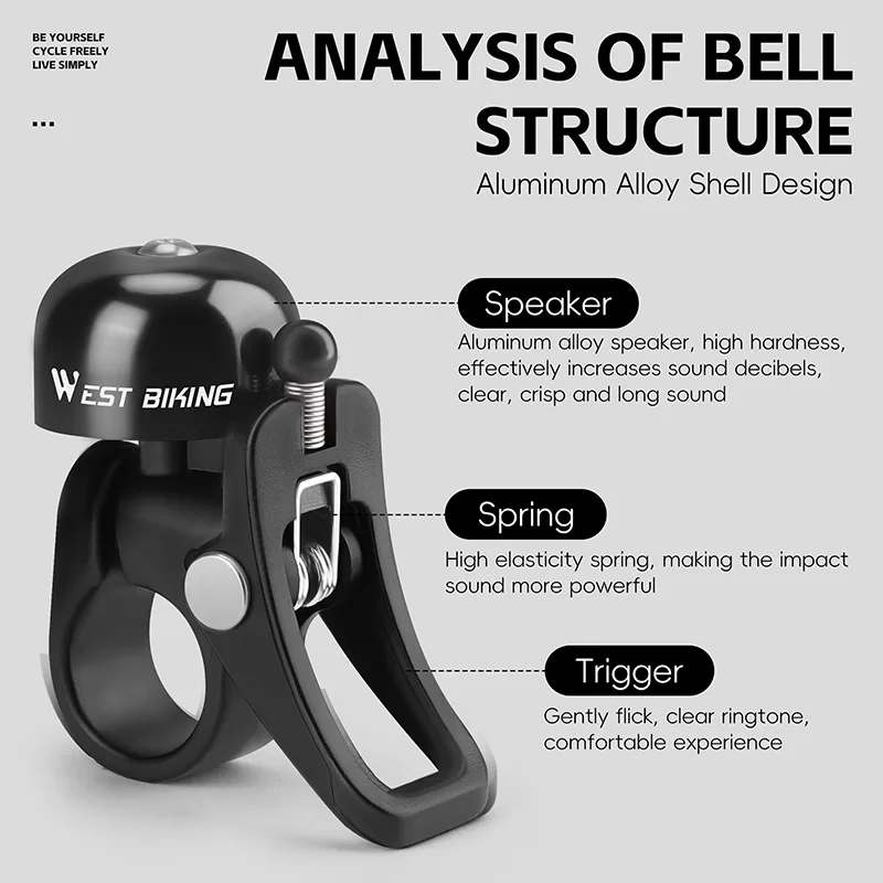 WEST BIKING Aluminum Alloy Bike Bell - Image 4